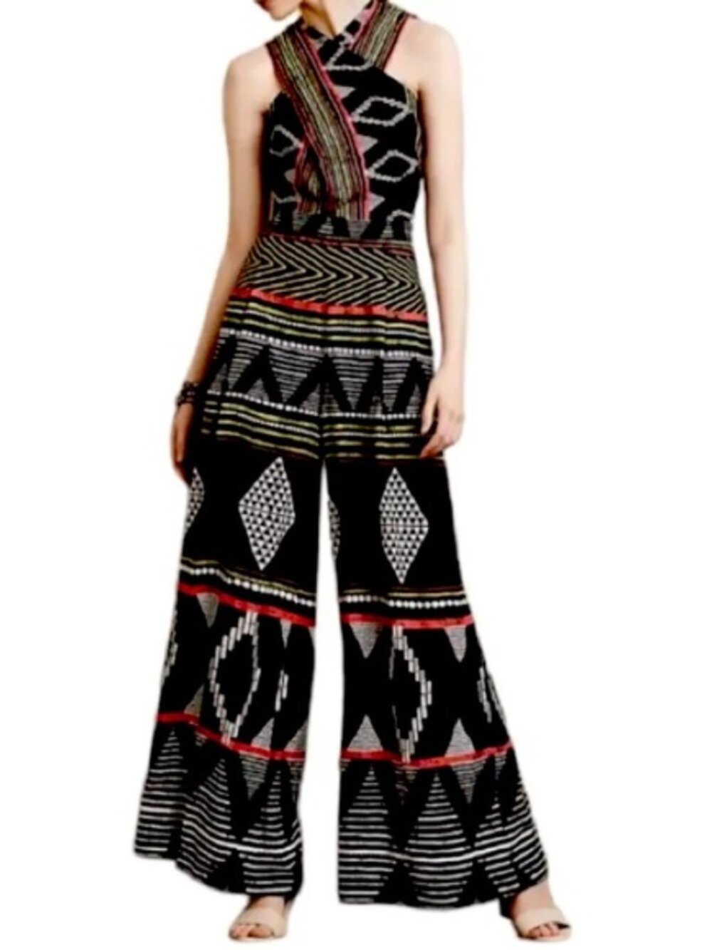 Anthropologie Elevenses Amapa Aztec Print One Piece Jumpsuit Size 6